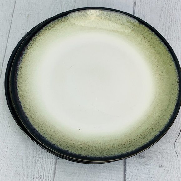 Sango NOVA BLACK 4932  Grayish White Center Stoneware Salad Dessert Plate Set 4 - Picture 3 of 12